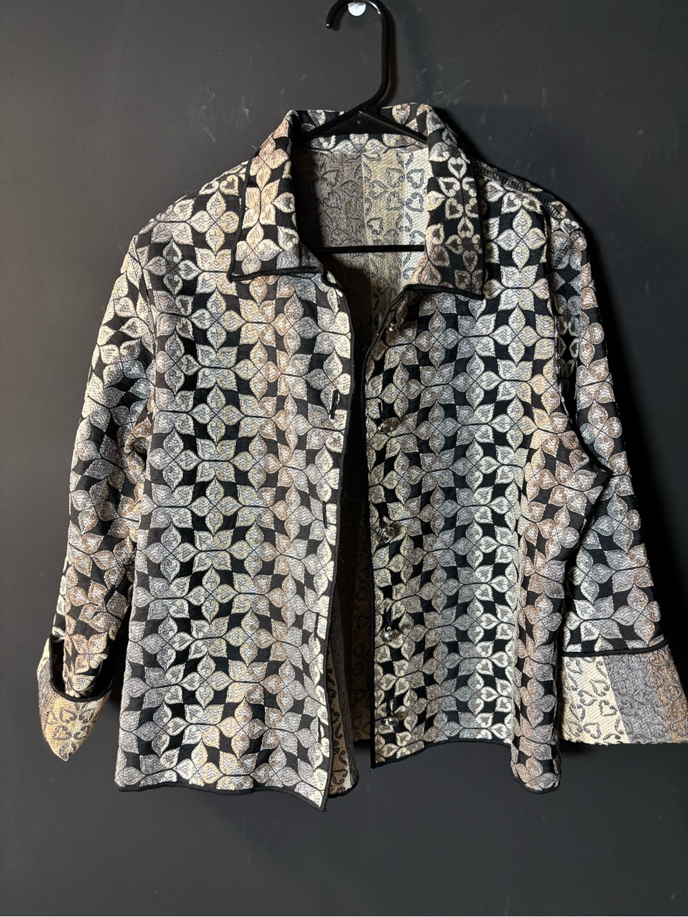 Winding River Reversible Woven Tapestry Art to Wear Jacket